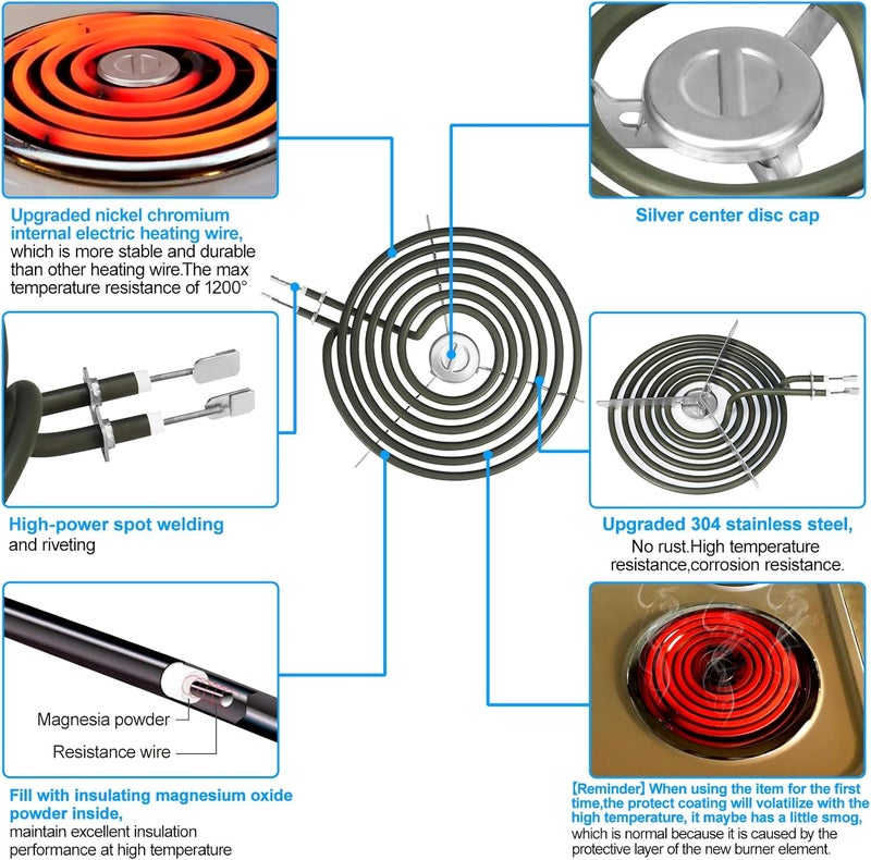 S-Union Upgraded WB30M1 WB30M2 Electric Stove Burners Replacement for GE Hotpoint Stove Element,Electric Range Burner Stove Coil for GE Stove Burner Replacement Parts,for GE Stove Top Element Burner (4 Pack) - Image 2